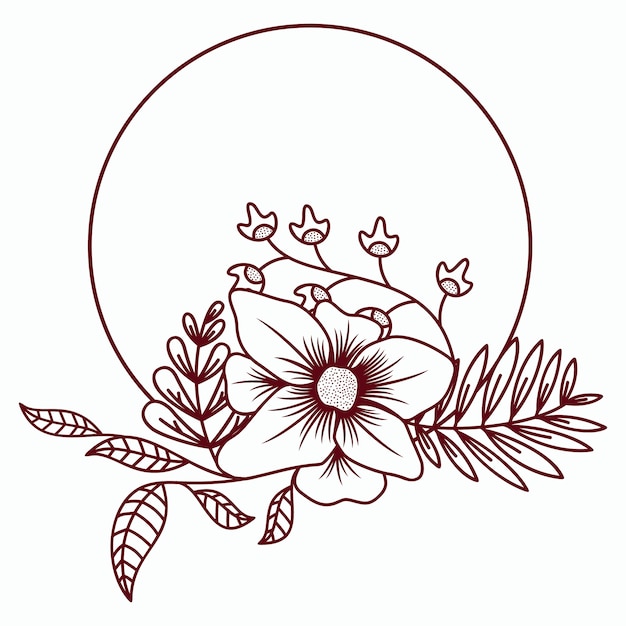 Floral wreath with leaves and flower vector Illustration