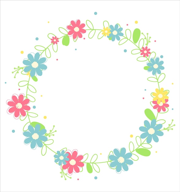 Floral wreath with leaves Vector art design