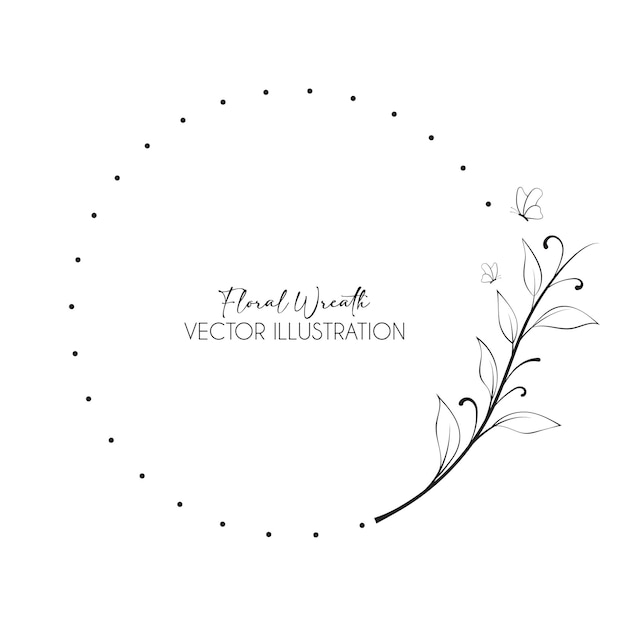 Floral wreath with leaves for wedding invitations cards logos and label packaging