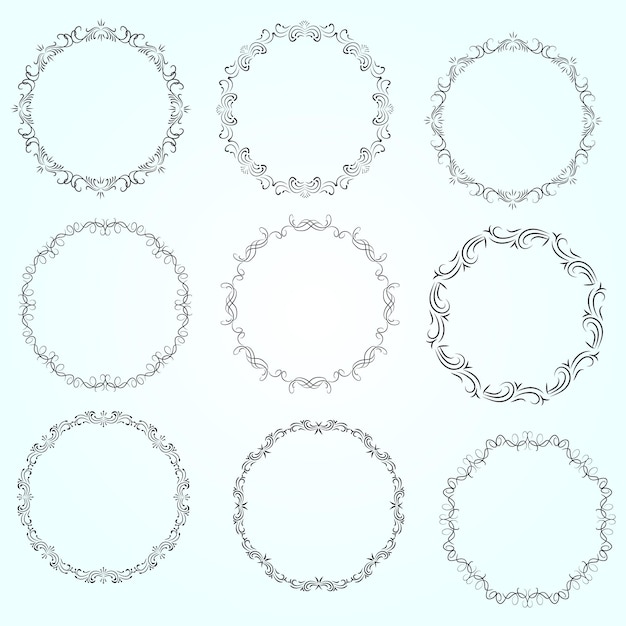 Floral wreaths big set of floral round frames vector illustration