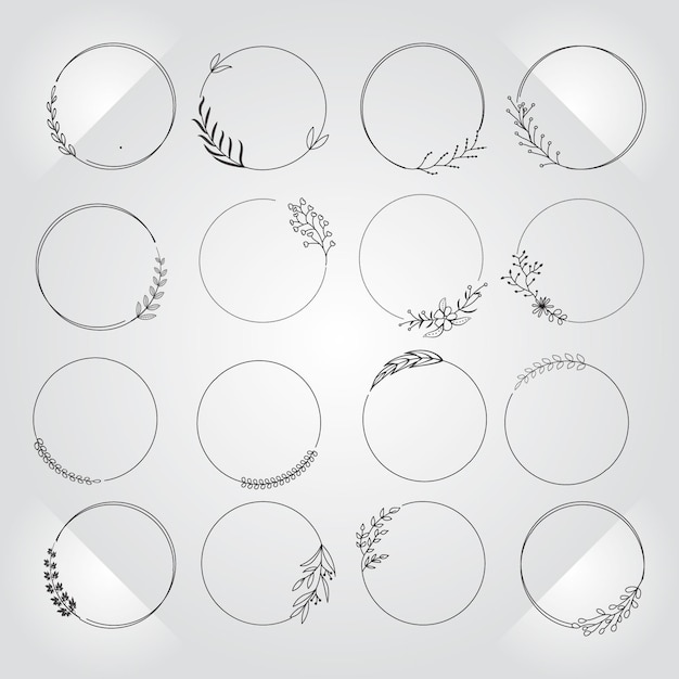 Floral wreaths big set of floral round frames vector illustration