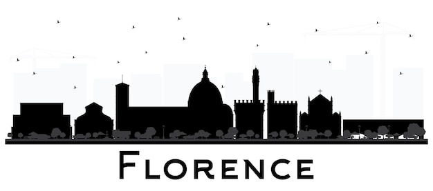 Florence Italy City Skyline Silhouette with Black Buildings Isolated on White. Vector Illustration. Business Travel and Tourism Concept with Modern Architecture. Florence Cityscape with Landmarks.