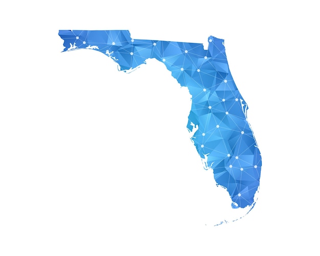 Vector florida map line dots polygonal abstract geometric.