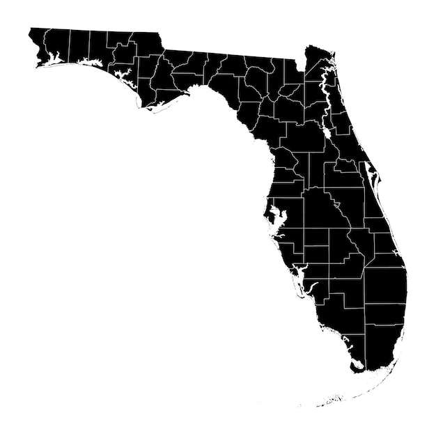 Vector florida state map with counties vector illustration