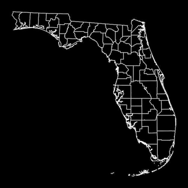 Vector florida state map with counties vector illustration