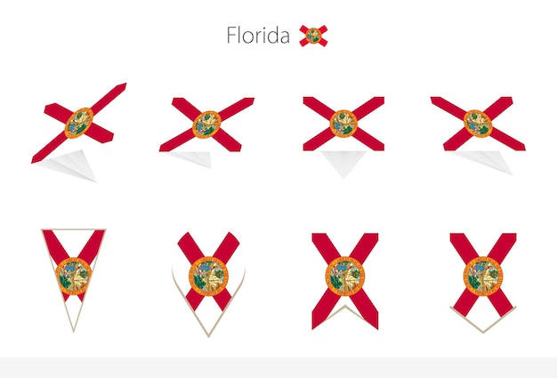 Florida US State flag collection eight versions of Florida vector flags