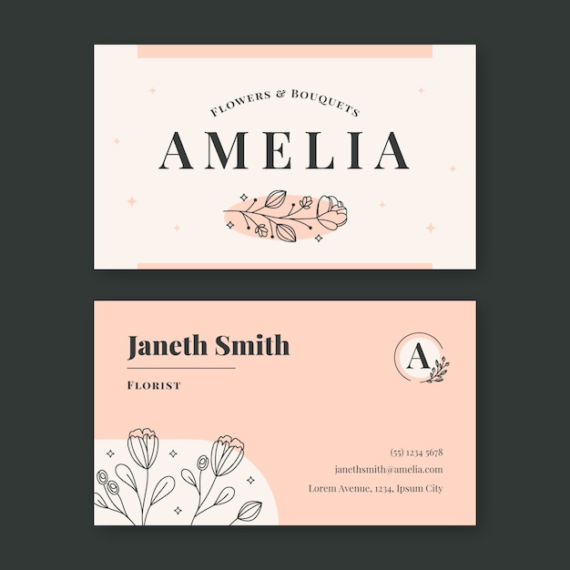 Vector florist horizontal business card template