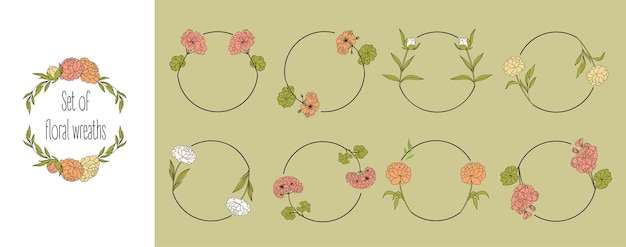 Flourish laurel wreaths for your designs Logo templates Set of handdrawn botanical wreaths