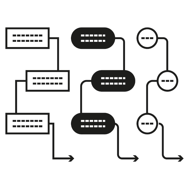 Vector flowchart diagram with multiple steps organizational workflow representation