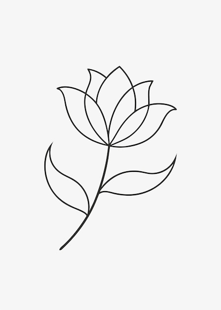 Flower abstract minimal continuous line art on white background