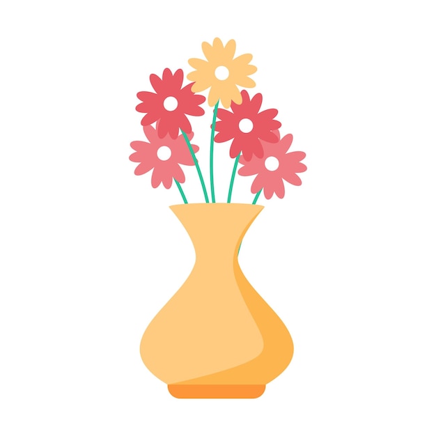 Flower arrangement in ceramic vase semi flat color vector object