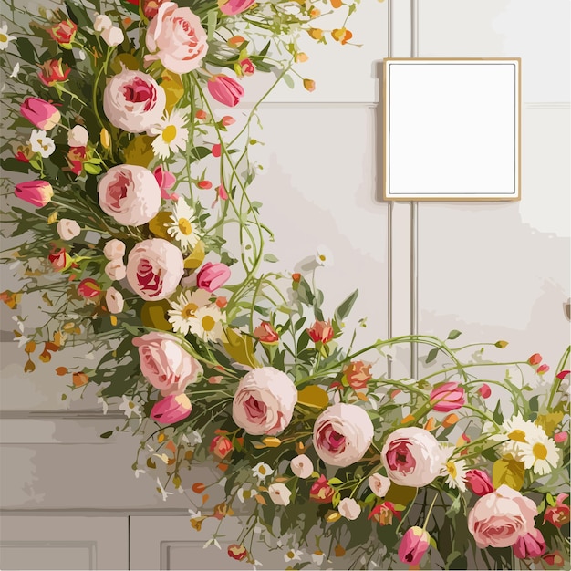 Vector flower background illustration with copy space