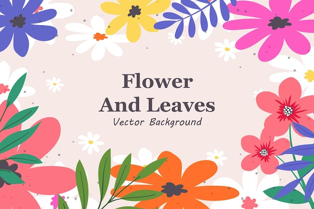 Flower background template with cute floral elements