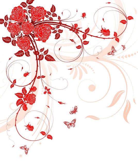 Flower background with butterfly, element for design, vector illustration