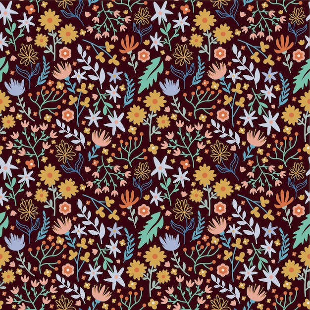 flower blooming floral leaf seamless pattern background