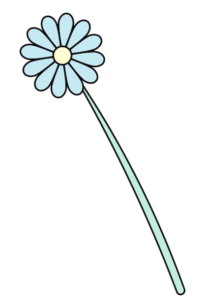 Flower Blossoming blue petals Flowering plant Cartoon style