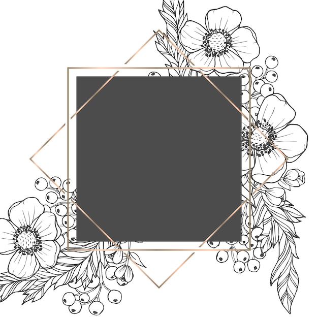 Flower border drawing white and black