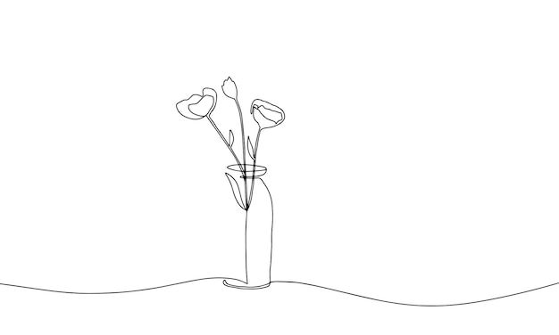 Flower in bottle Handdrawn illustration Line art