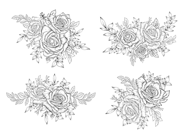 Flower bouquet hand drawn decoration