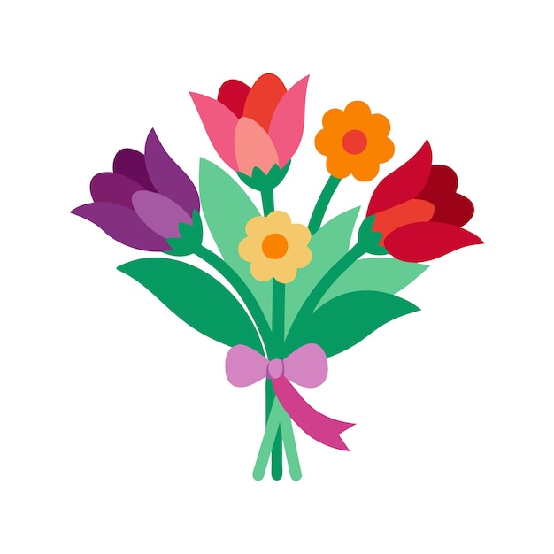 Flower bouquet isolated flat vector illustration