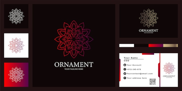 Flower, boutique or ornament luxury logo template design with business card.