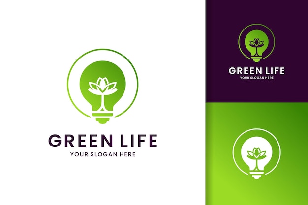 Flower in bulb logo design symbol of smart green life