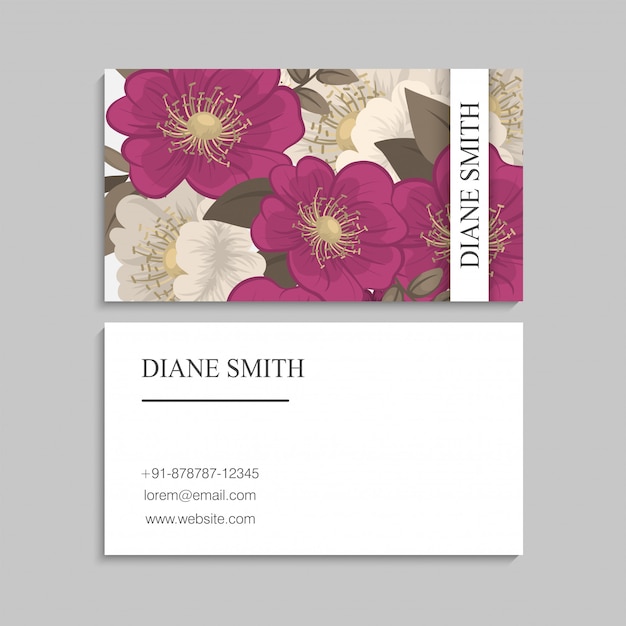 Flower business cards - hot pink flower