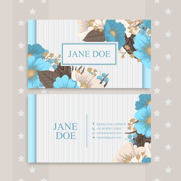 Flower business cards light blue