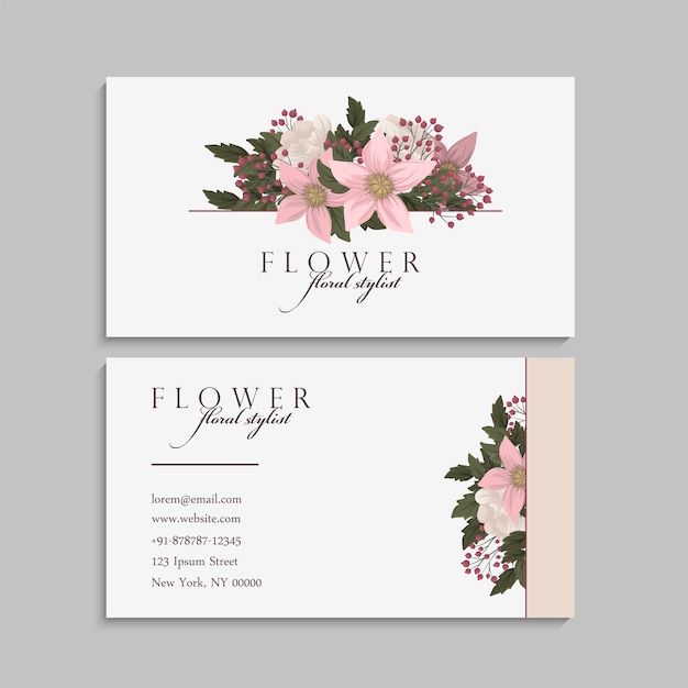 Flower business cards pastel flowers