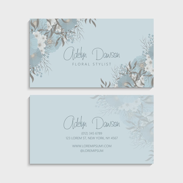 Flower business cards pastel flowers