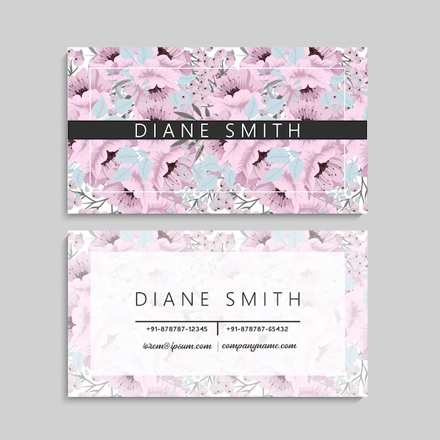 Flower business cards pink flowers