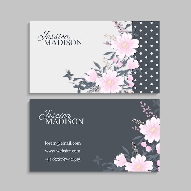 Flower business cards pink flowers