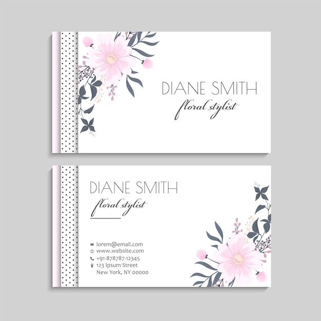 Flower business cards pink flowers