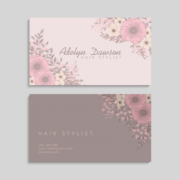 Flower business cards pink flowers  