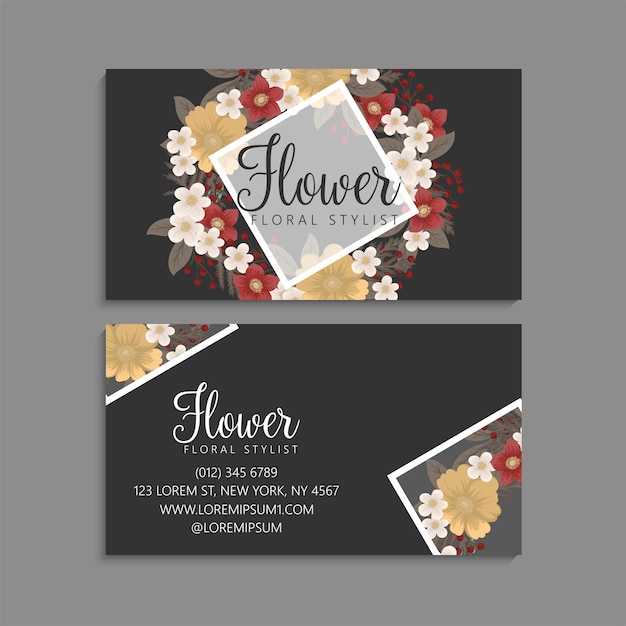 Flower business cards red flowers