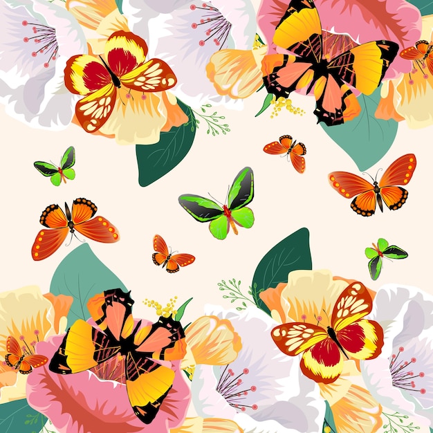 flower amp butterflies illustration design Template Vector