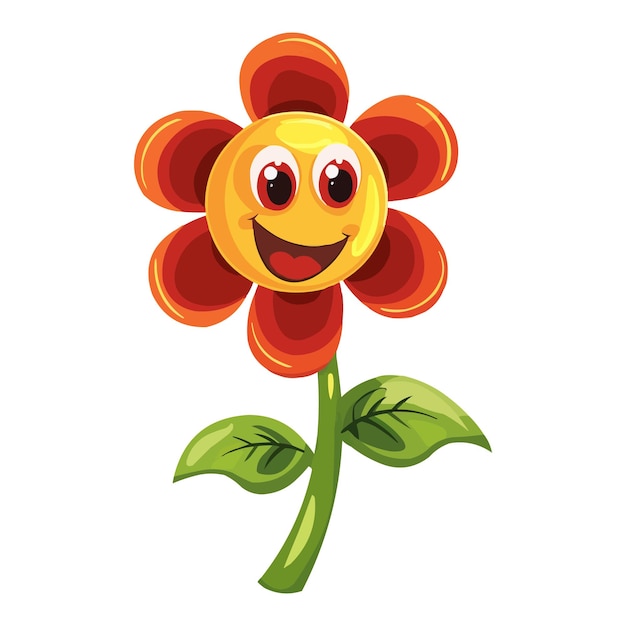 Vector a flower cartoon character isolated on white background