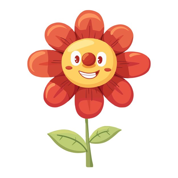 Vector a flower cartoon character isolated on white background