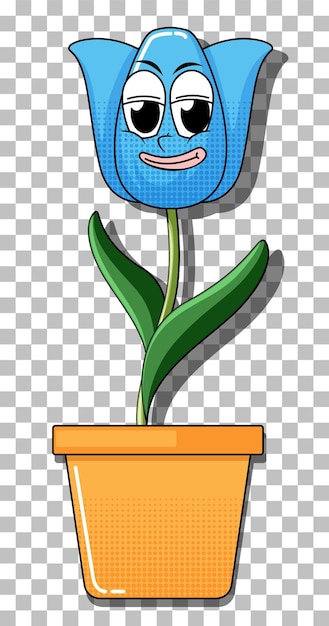 Flower cartoon character in pot