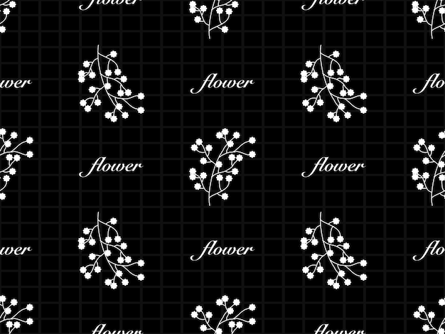 Flower cartoon character seamless pattern on black background