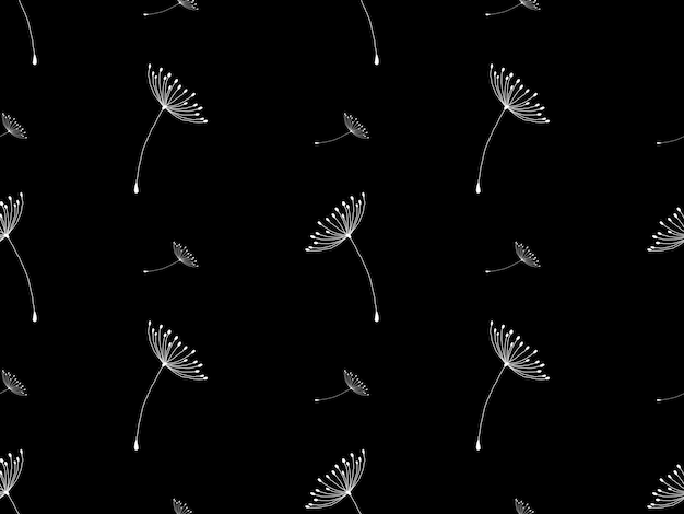 Flower cartoon character seamless pattern on black background