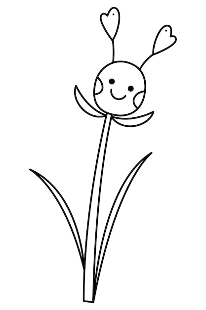 Flower character abstract doodle second Hand drawn outline vector illustration