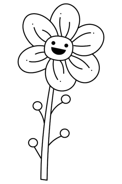 Flower character abstract doodle third Hand drawn outline vector illustration