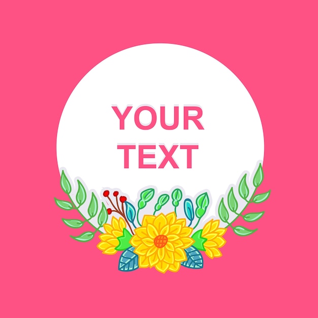 flower circle background template text yellow