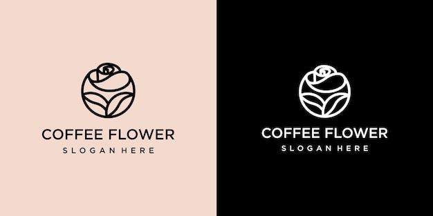 Flower and coffee logo template