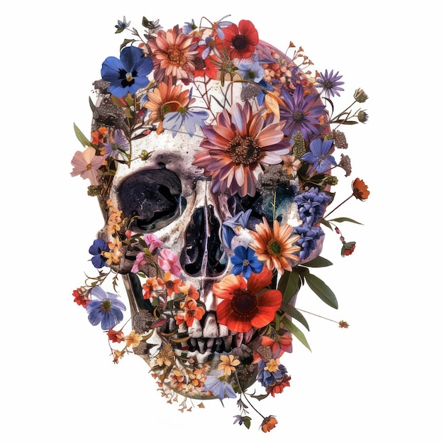 Vector flower collage skull collage pattern flower