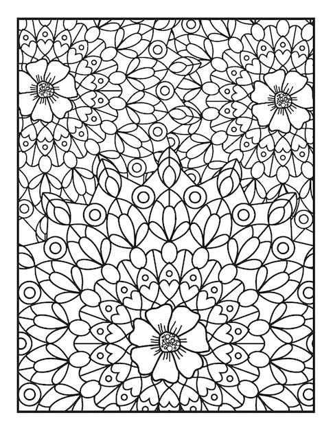 Flower coloring page KDP for adults