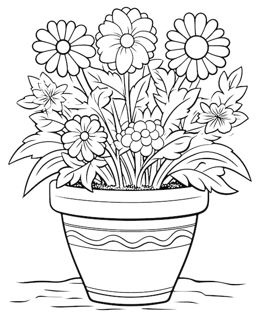 Vector flower coloring page for kids