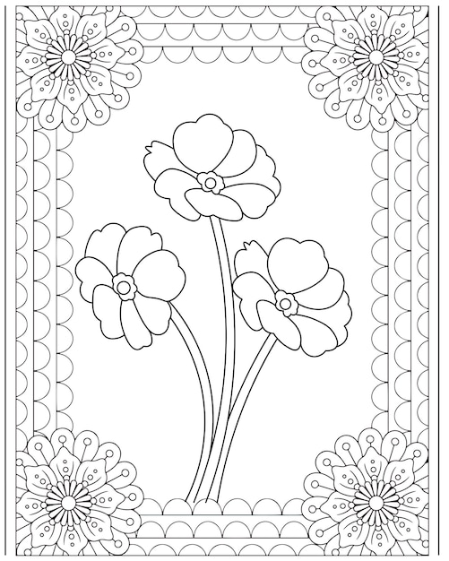 Flower Coloring Pages Kids KDP interior