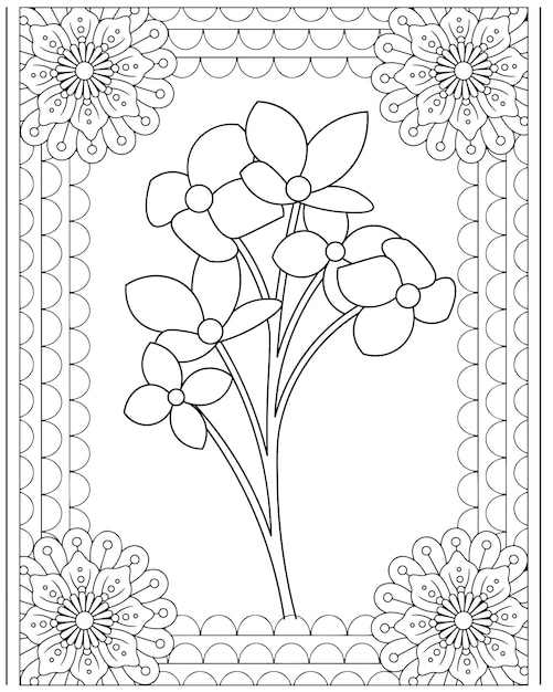 Flower Coloring Pages Kids KDP interior